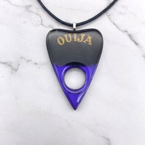 Black Indigo Chrome Dipped Ouija Planchette Necklace